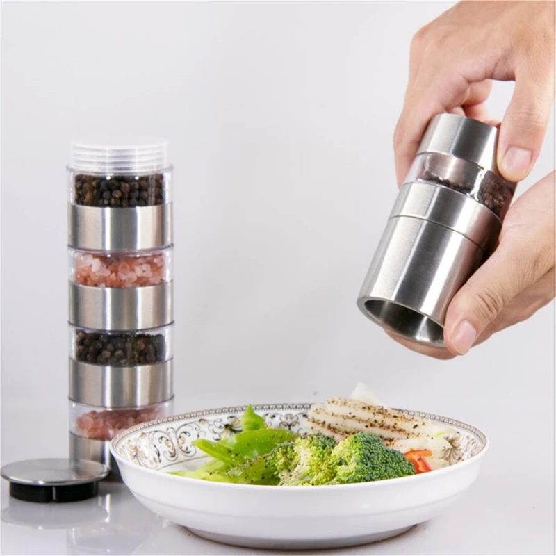 

Multi-layers Pepper Mill Shaker Salt And Peper Grinder Stainless Steel Manual Pepper Mill BBQ Tools Kitchen Cooking Gadgets