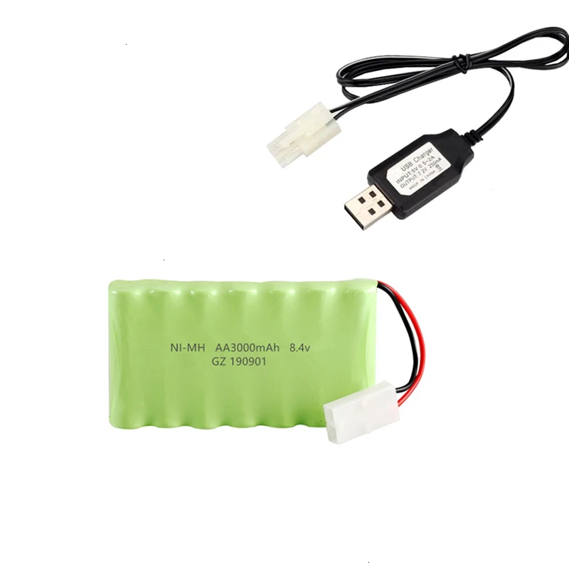 Тёмно-синий Модель M) Ni-CD 8,4 v 3000mah батарея+ USB зарядное устройство для Rc игрушки автомобиль Танк Поезд Робот Лодка пистолет AA 8,4 v перезаряжаемый аккумулятор - Цвет: Тёмно-синий