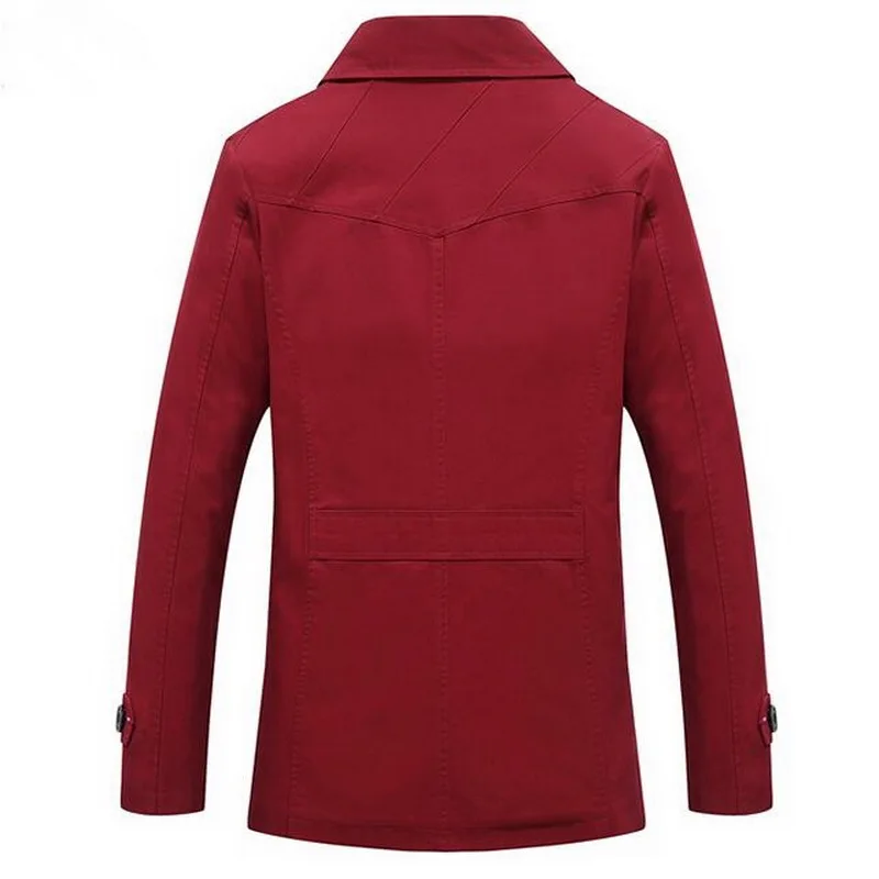 Мужской повседневный деловой тренчкот весенний однотонный из хлопка с эффектом