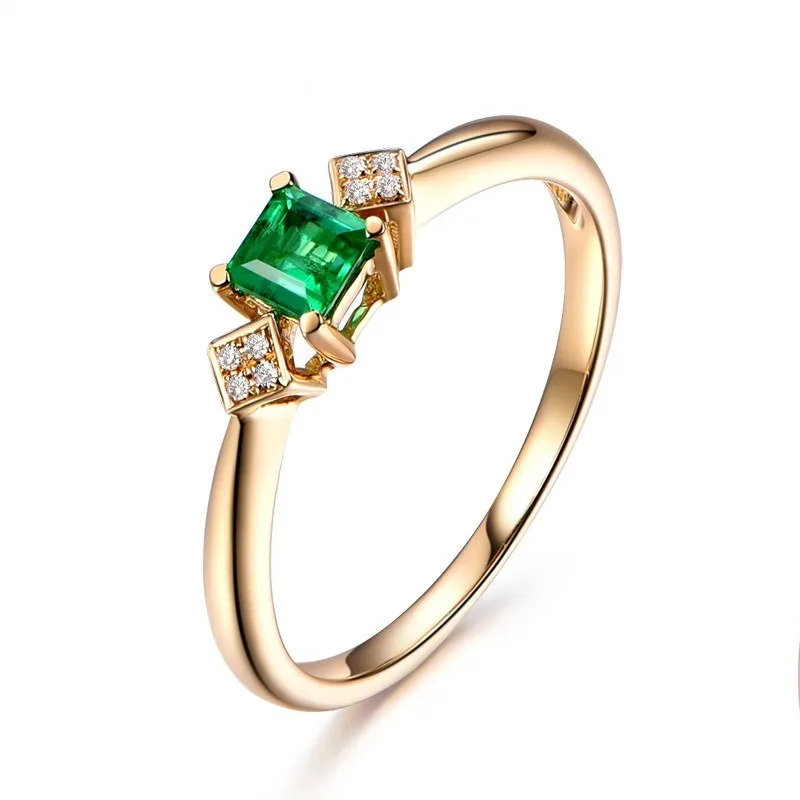 

HOYON 18k Yellow Gold Plated Green Emerald Rings For Women Square Cut Tourmaline Zircon Wedding Engagement Ring Gemstone Jewelry