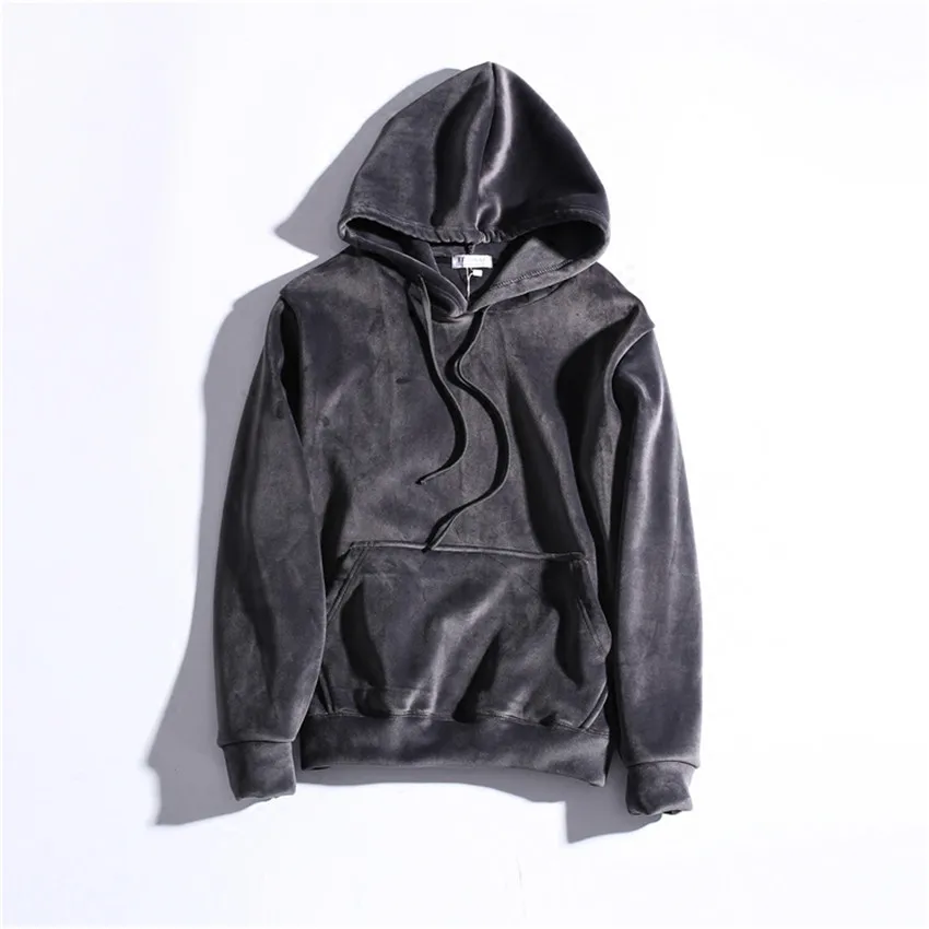 Женская бархатная толстовка с капюшоном Короткая свободная золотистого цвета