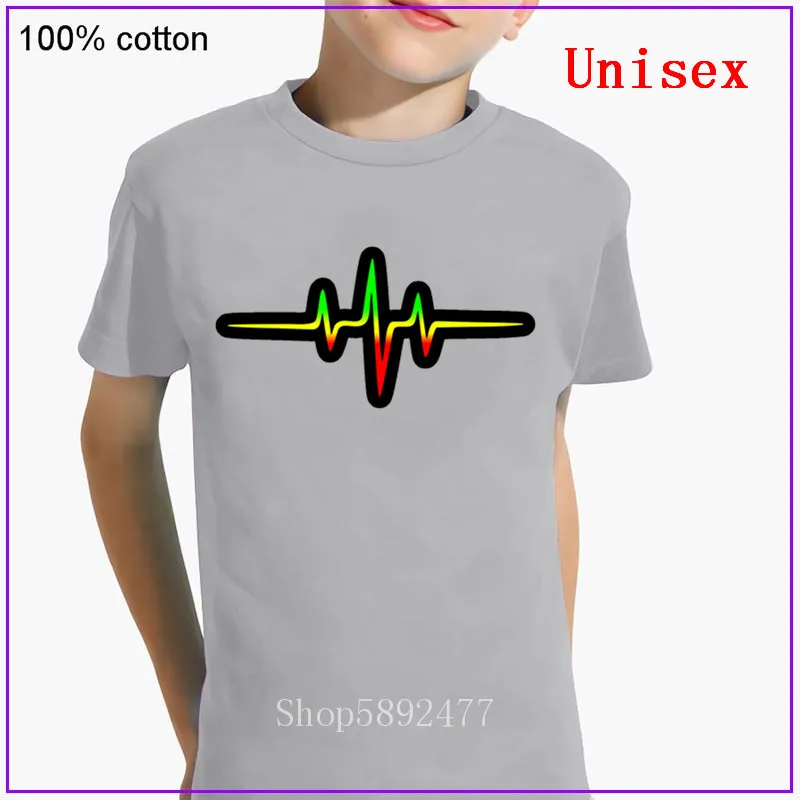 Детская одежда футболка с короткими рукавами изображением музыки пульса регги
