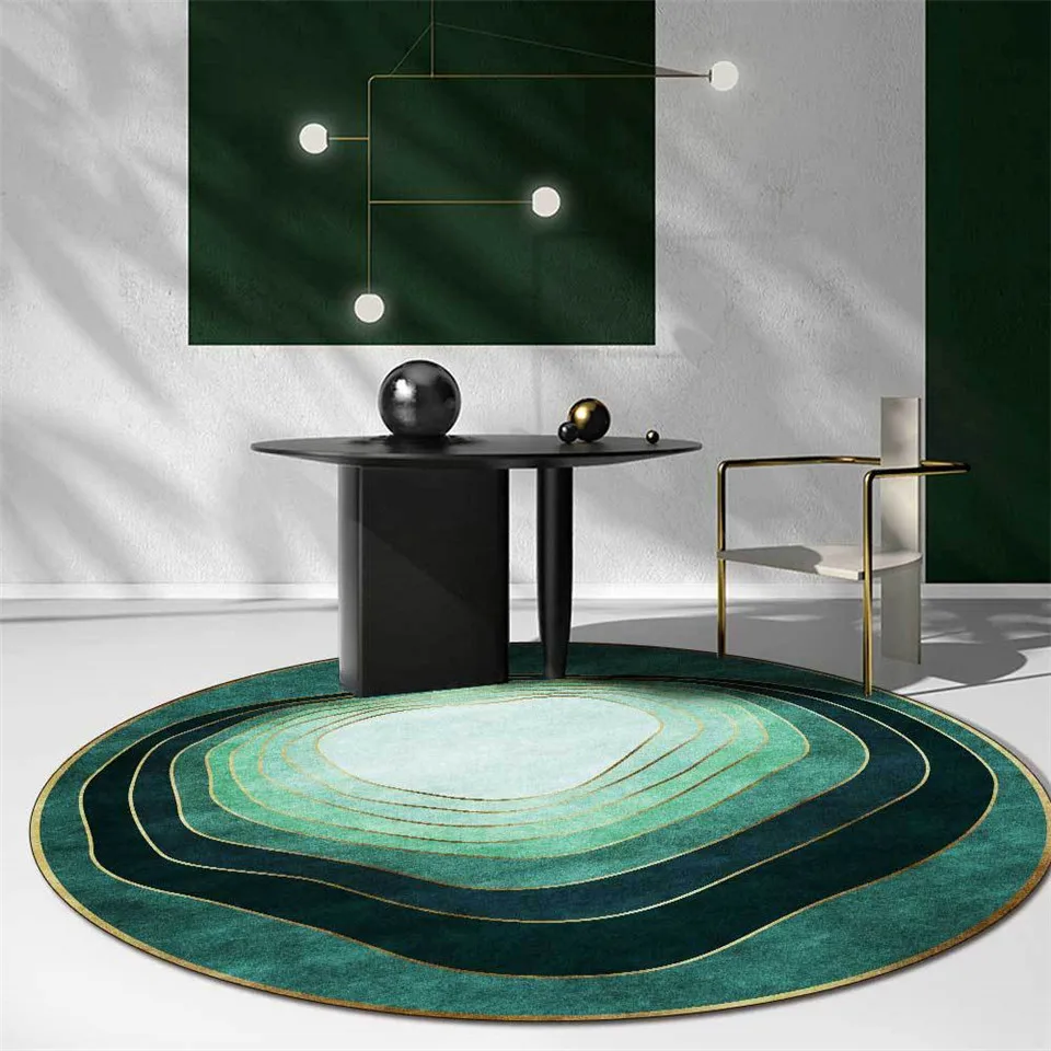 

Modern Luxury Gradient Green Round Rug For Living Room Floor Carpet For Coffee Table Chair Mat Bedroom Rug Decoration Abstract