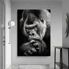 Плакат, черная Картина на холсте гориллы, картина в скандинавском стиле, фотообои с рисунками обезьяны для гостиной, домашний декор