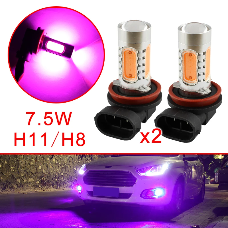 

Auto Accessories H11 H8 LED Fog Light Foglight Driving 7.5W Bulbs Lamp Lens Projector Pink Purple Color Trim Parts