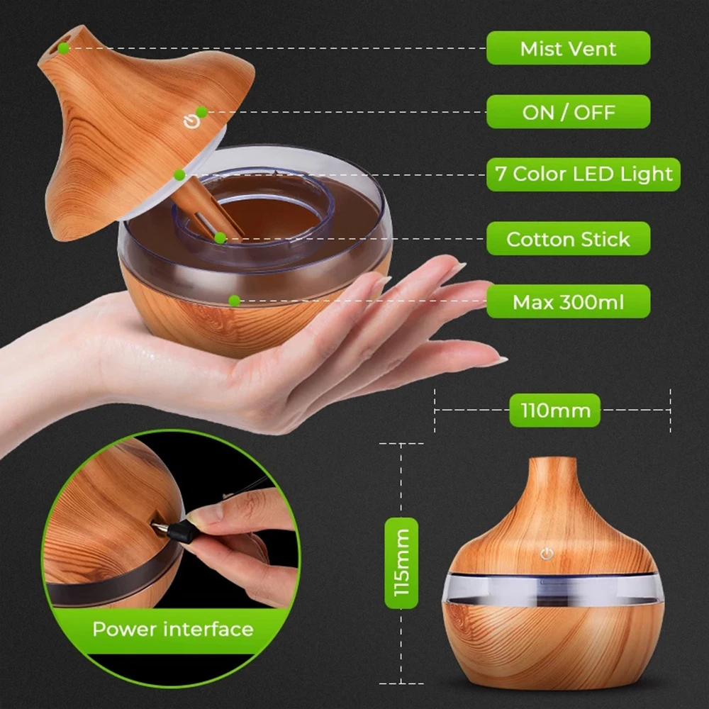 Электрический аромадиффузор ультразвуковой USB увлажнитель воздуха с зернистой
