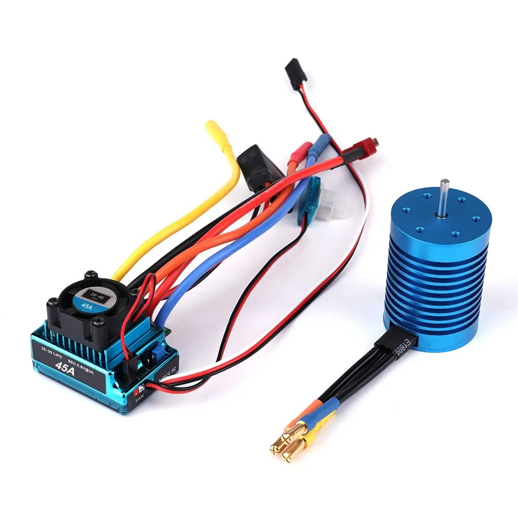 

9t 4370kv 4poles Sensorless Brushless Motor For 1/10 Scale Rc Car Truck Outdoor Beach Children's Construction Car Toy