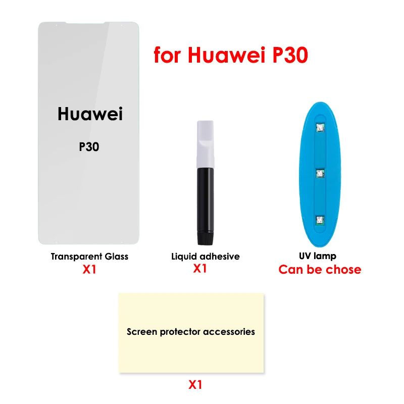 Akcoo mate 20 стекло Полный Клей для huawei mate 20 pro защита экрана УФ клей для mate 30 Pro закаленное стекло P30 Pro пленка для экрана - Color: for P30