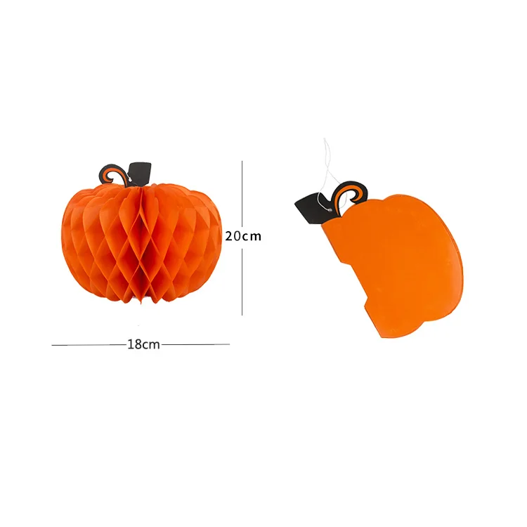 Оранжевый и черный Хэллоуин украшения красочный баннер pumkin соты Pom цветок