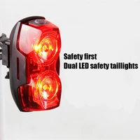 dual led lights mini bike safety taillight mountain bike safety warning light rainproof cycling accessories without battery