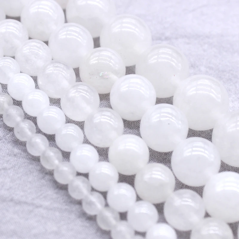 Natural Stone White Snow-white 4/6/8/10/12mm Round Beads DIY Accessorie Handmade Bracelet Bangle Necklace For Jewelry Making | Украшения и