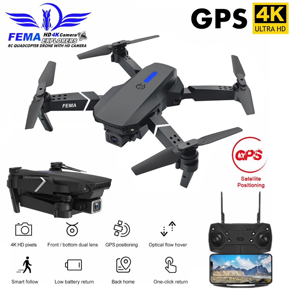

Профессиональный GPS-Дрон FEMA с камерой HD 4K / 1080P 5G Wifi FPV широкоугольный складной мини-Дрон Радиоуправляемый квадрокоптер GPS VS E520S SG907