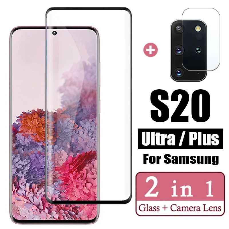 Для Samsung Galaxy S20 Plus Ultra 2 в 1 закаленное стекло изогнутое переднее защитное и