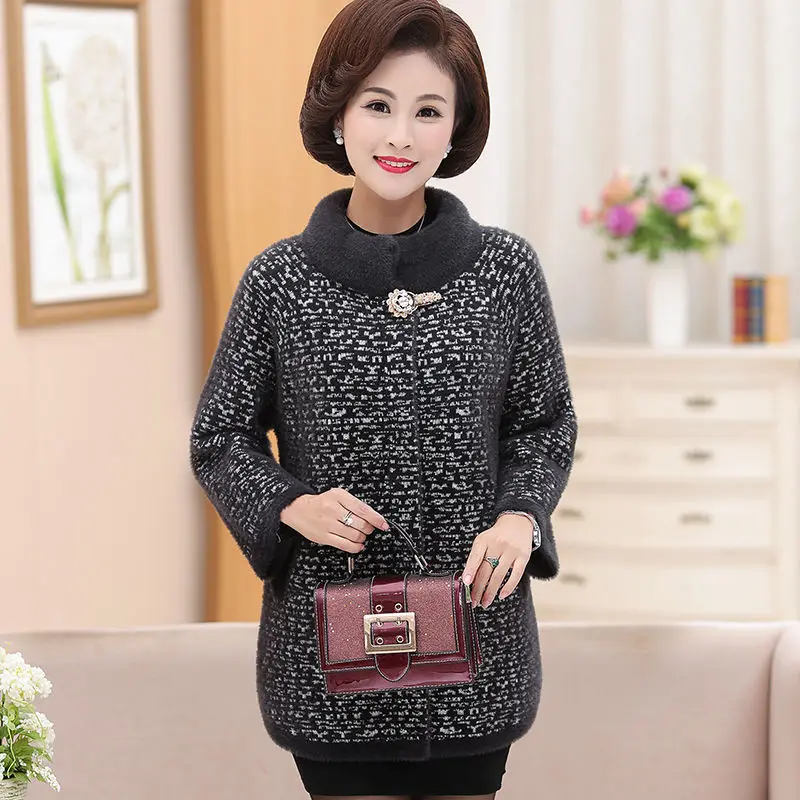 Женское повседневное пальто из искусственного меха норки трикотажная теплая