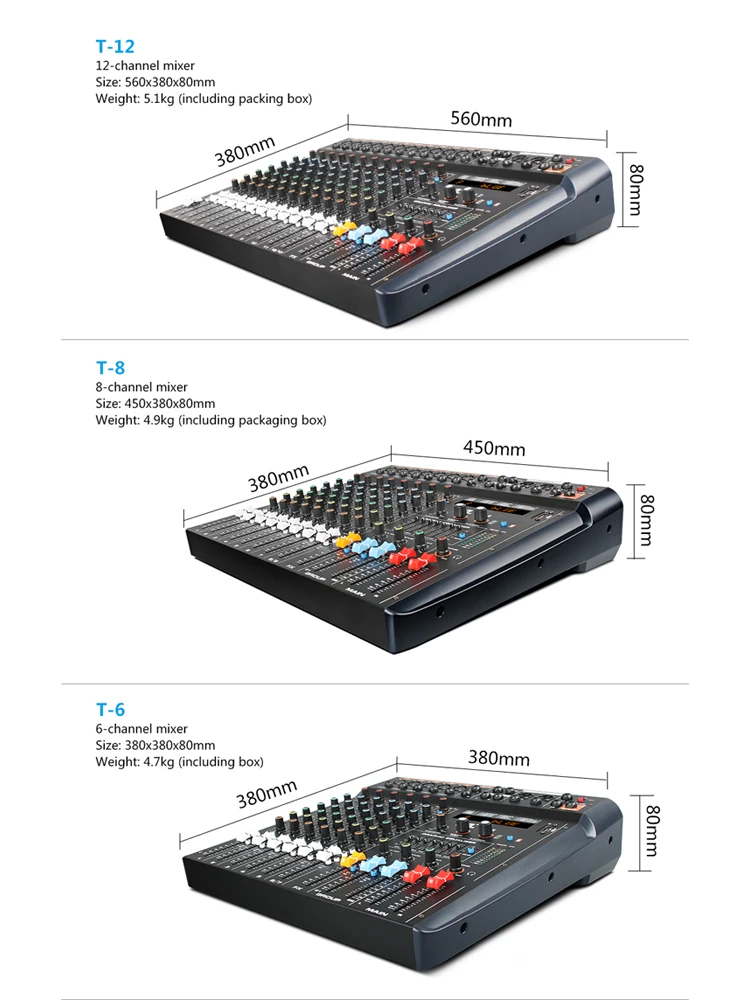 Профессиональный DJ микшер TKL 6 каналов bluetooth для караоке MP3 USB разъем 48 В фантомное