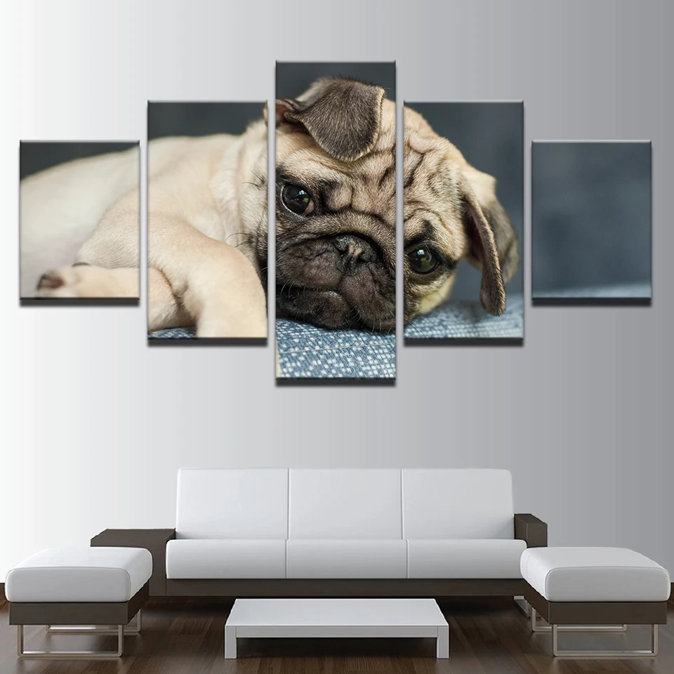 

Wall Art Cuadros Canvas Painting HD Prints Dog Home Decor 5 Pieces Pet Modular Animal Pictures Bedside Background Artwork Poster