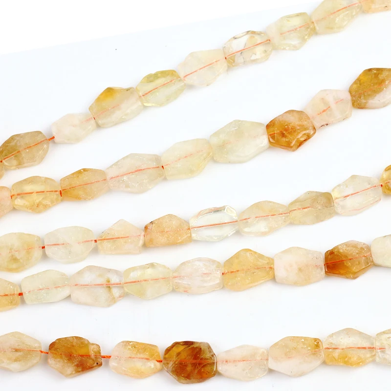 

Wholesale Natural Stone Beads Yellow Crystal Hexagon Loose Beads for Jewelry Making DIY Bracelet Accessories 15x20mm