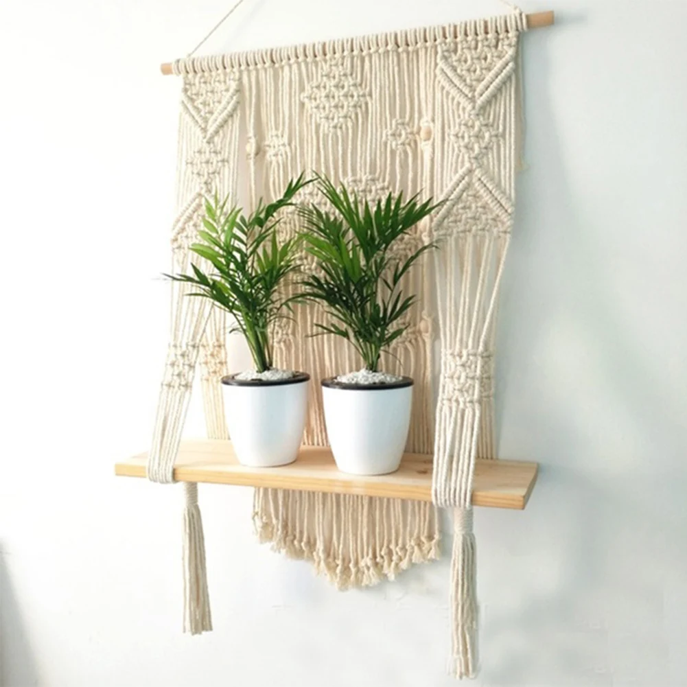 

Elegant Tassel Braid Wall Pendant Belt Plant Potted Bohemian Tapestry Art Ornament Macrame Plant Hanger Home Office Decor
