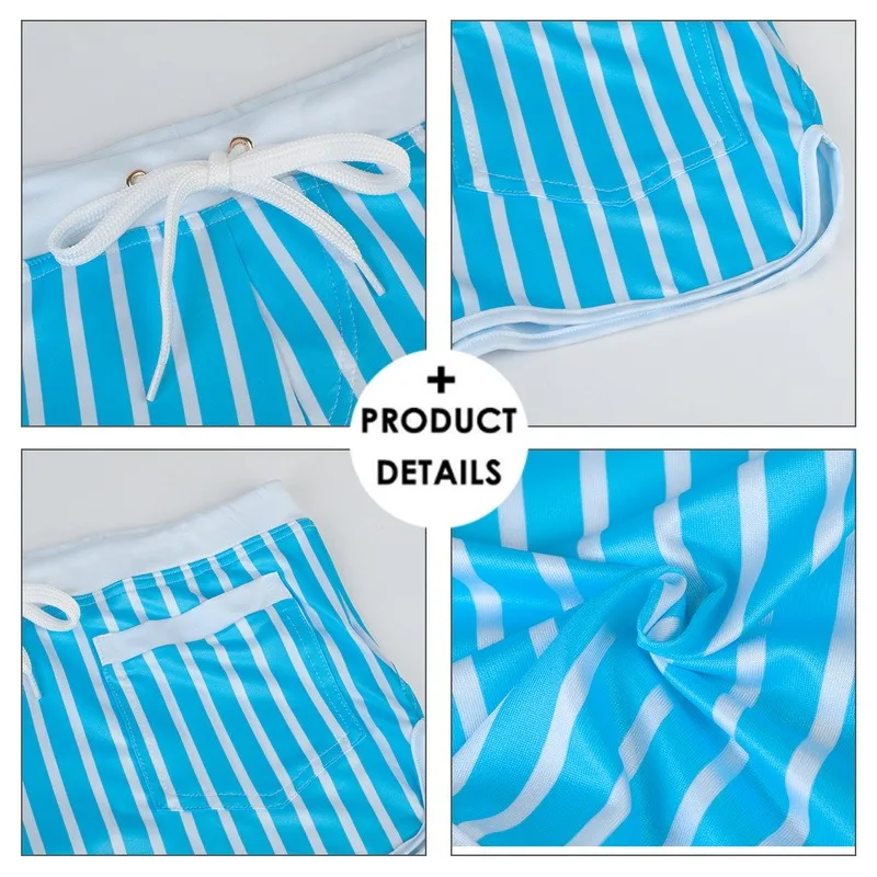 

Stripe Lace Swimming Shorts Men Double Layer Vertical Up Pocket Boxer Shorts Summer Fashion Casual Men Beach Pants Briefs 2021