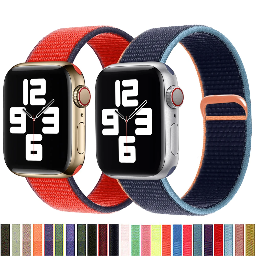 

Ремешок нейлоновый для apple watch, браслет-петля для наручных смарт-часов iWatch 1 2 3 4 5 se 6, 44 мм 40 мм 42 мм 38 мм 44 мм