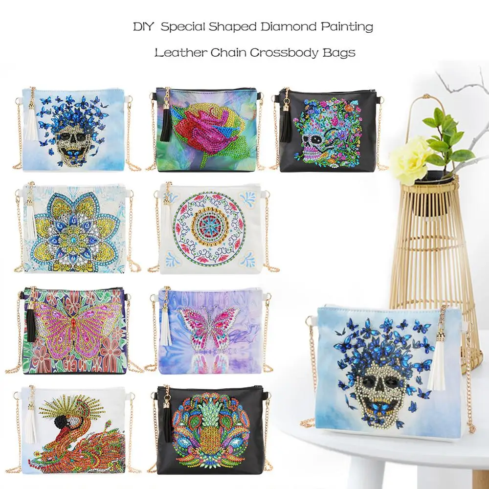 Новинка 2020 кожаные сумки на плечо с цепочкой и стразами в форме бабочки особой