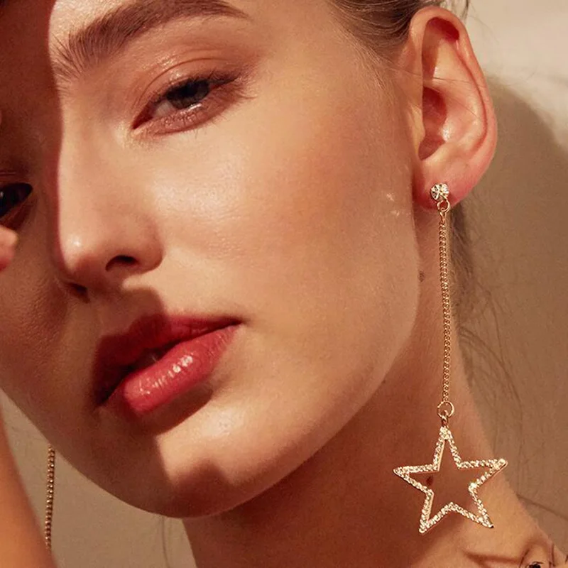 2020 поступление Горячая мода Brincos Bijoux пентаграмма звезда металлическая цепочка