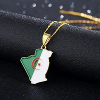 creative map necklace fashion algeria flag hip hop necklace jewelry