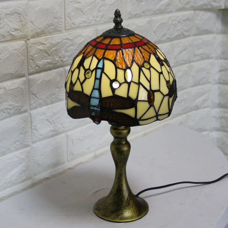Настольная лампа Tiffany из смолы абажур с листьями прикроватная для спальни