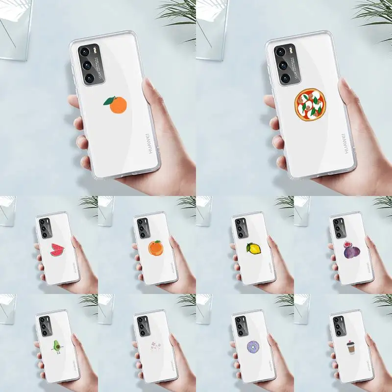 

Cartoon fruit Simplicity Art aesthetics Phone Case Transparent For Huawei 8 7 6 5 4 3 2 pro SE i E Soft TPU Clear Bags Coque