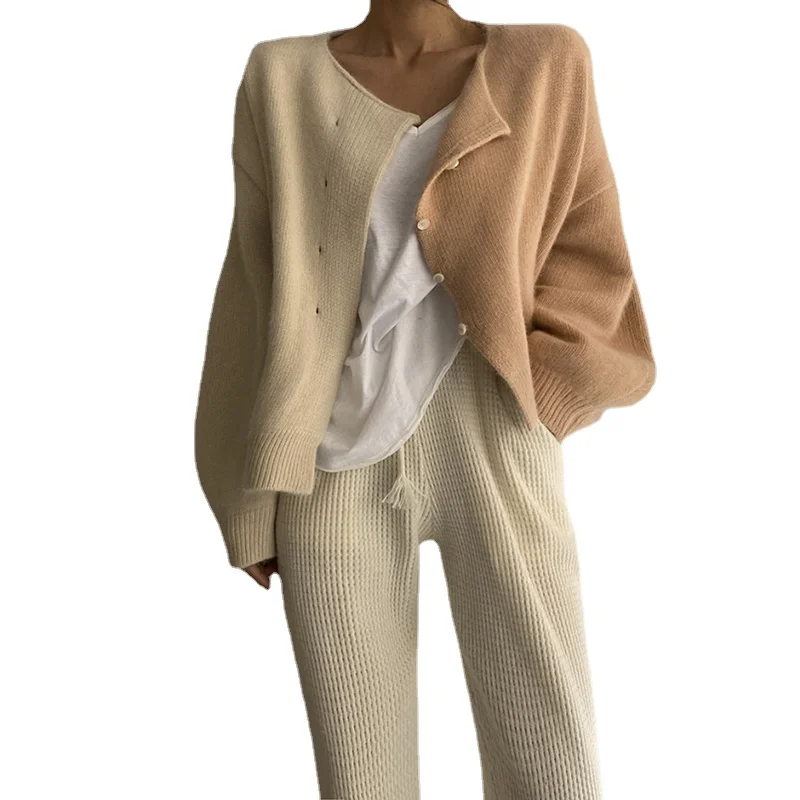 

Женский трикотажный кардиган Yitimoky, Повседневный свитер с круглым вырезом, небесно-голубого или оранжевого цвета, осень 2021