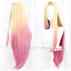 Новый парик KDA Baddest Ahri LoL Косплей окрашенные цвета Градуированные желтые розовые синтетические волосы 85 см длинный прямой парик женский Ahri Косплей