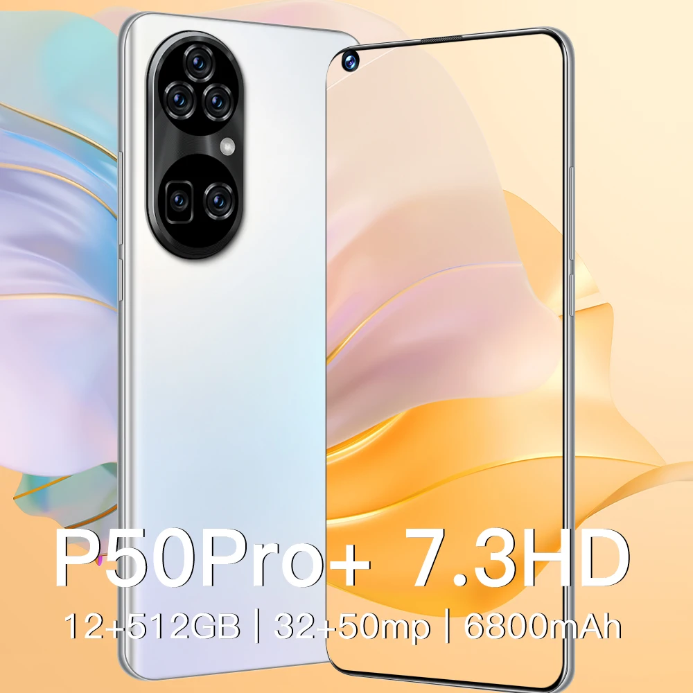 

Galxy P50 Pro+ 7.3 HD Screen Smartphone 12+512GB 6800MAH Battery 32+50MP Dual SIM Cellphone Android 11 Face Unlock Mobilephone
