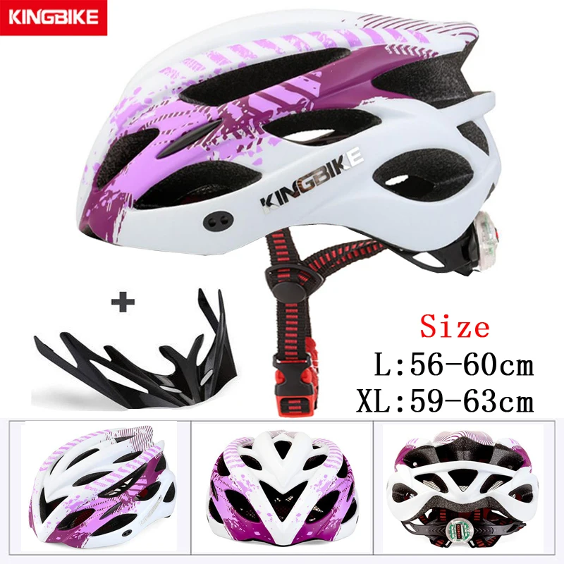KINGBIKE, мужской велосипедный шлем, ультра-светильник, дорожный, MTB, горный велосипед, велосипедный шлем с задней частью, светильник casco ciclismo, 56-63 см, красный, Helmes - Цвет: 675-purple