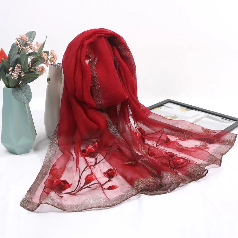 Новинка 2020 однотонный шарф с вышивкой женский многофункциональный шерстяной из