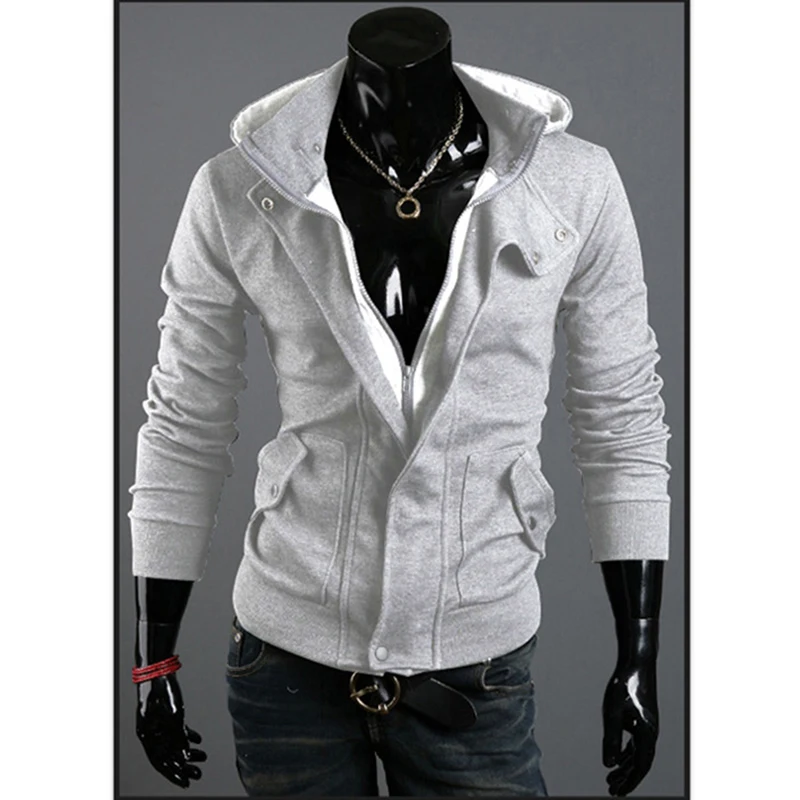 

Men Hoodies Sweatshirts Casual Male Zipper Fleece Hoodies Slim Fit Men Hooded Jacket Casual Coat Tops Turn-Down Collar Black 3XL
