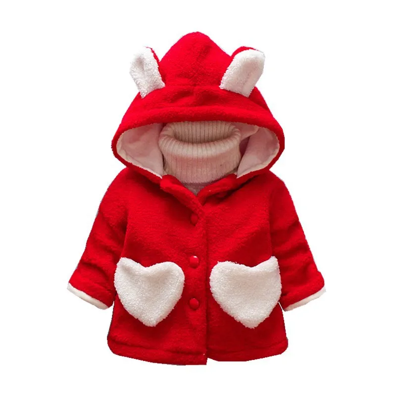 

Baby Girl Cute Coat Love Fashion Warm for Children Clothes Winter Outerwear 1-4 Years