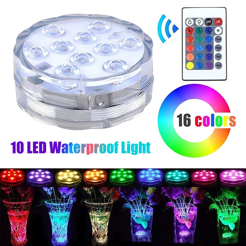 

LED Colorful RGB Diving Light Luminous Fish Bathtub Lamp IP68 Waterproof Vase Lights Swimming Pool Party Christmas Decoration