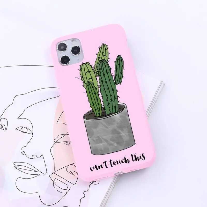 

Green Cactus Plant Phone Case Candy Color for iPhone 6 7 8 11 12 s mini pro X XS XR MAX Plus