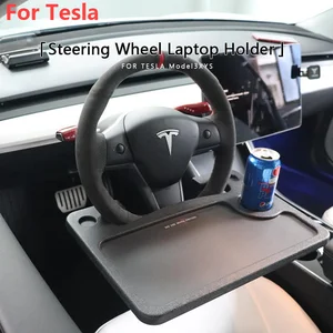 for tesla model 3 y steering wheel laptop holder desk car table tray for tablet notebook car travel table food auto accessories free global shipping