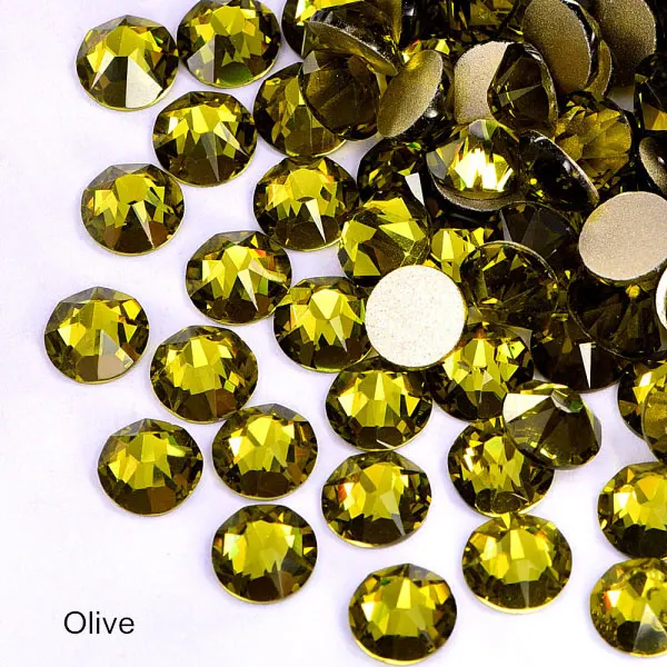 olive 1440 шт Новые популярные цвета 8 больших+ 8 маленьких 16 граней горный хрусталь Кристалл Flatback не горячей фиксации украшение для ногтей горный хрусталь B3638 - Цвет: olive
