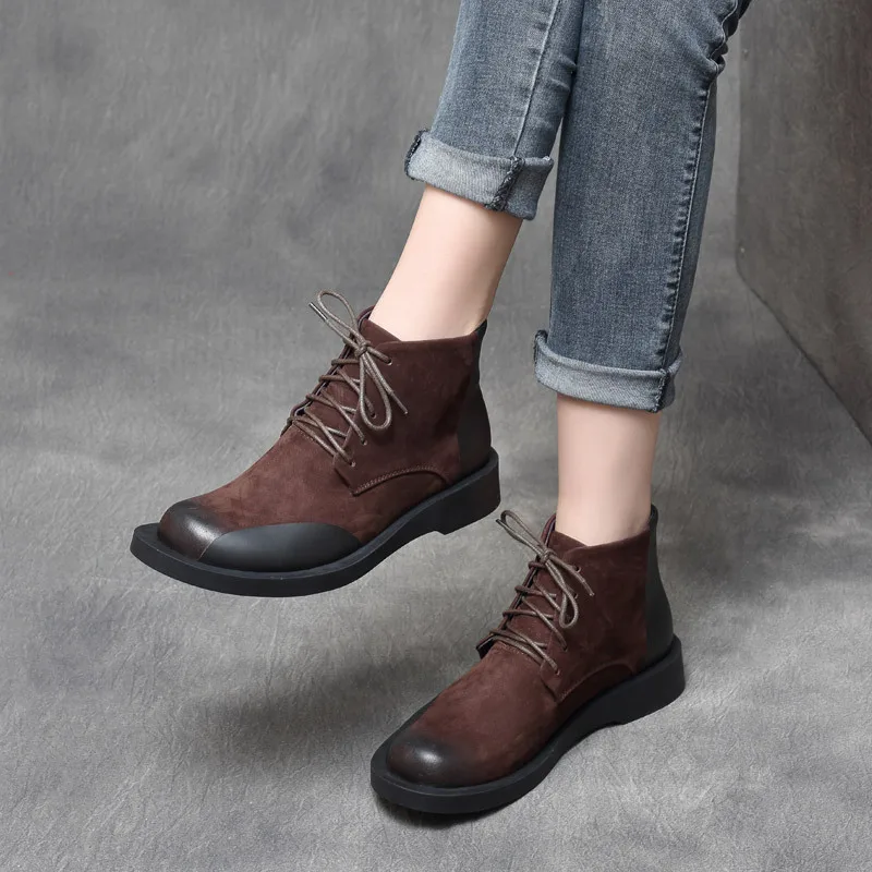 

Fashion Women Boots Rubber Chunky Casual Shoes Flat Luxury Fashion Winter Shoes Leather Casual Woman Shoes