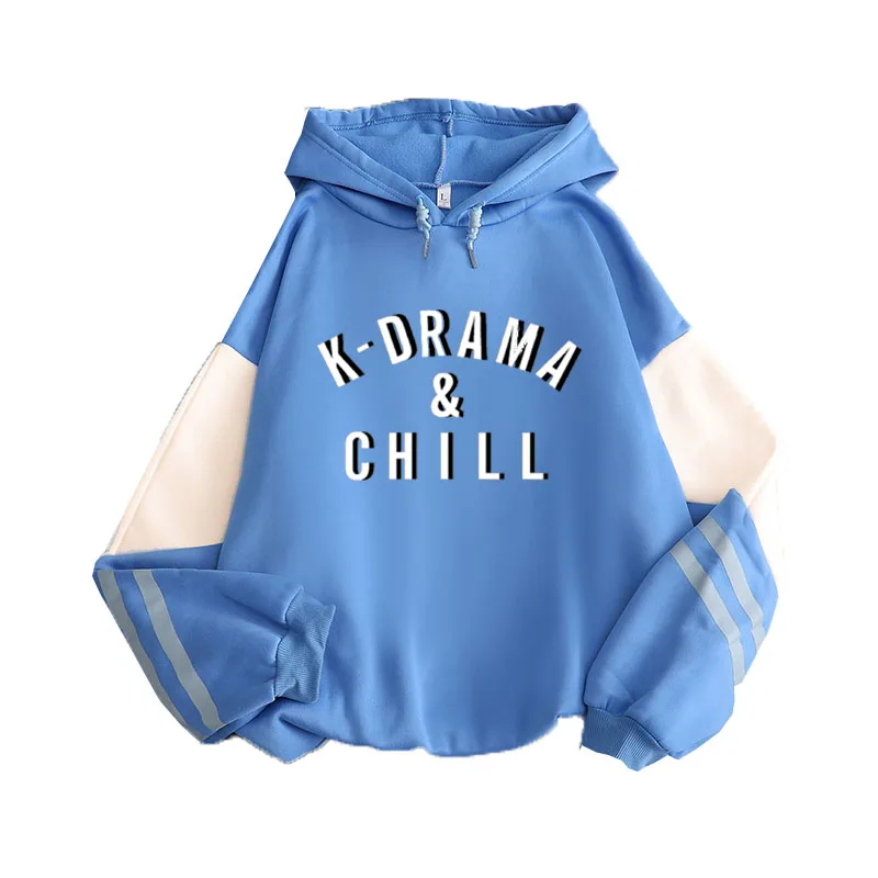 

K-Drama & Chill Jumper Sweatshirt Funny Christmas Kawaii Gift Kdrama Kpop Fan Texte Pullover Harajuku Contrast Color hoodies