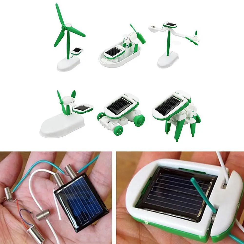 

6 IN 1 Solar Robot Model Kit Science Toys for Children DIY Assemble Airplane Boat Car Train Model Educational Gifts Toys for Boy