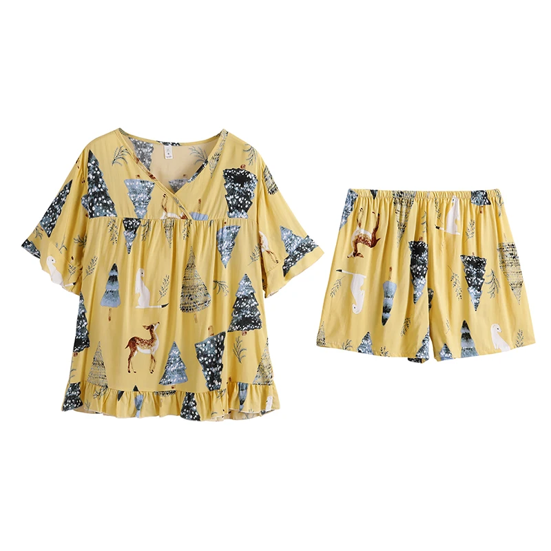 

Poplin Pajamas Women's Summer Can Be Worn outside Cotton Silk Home Clothing Japanese Short Sleeve Princess Style Artificial