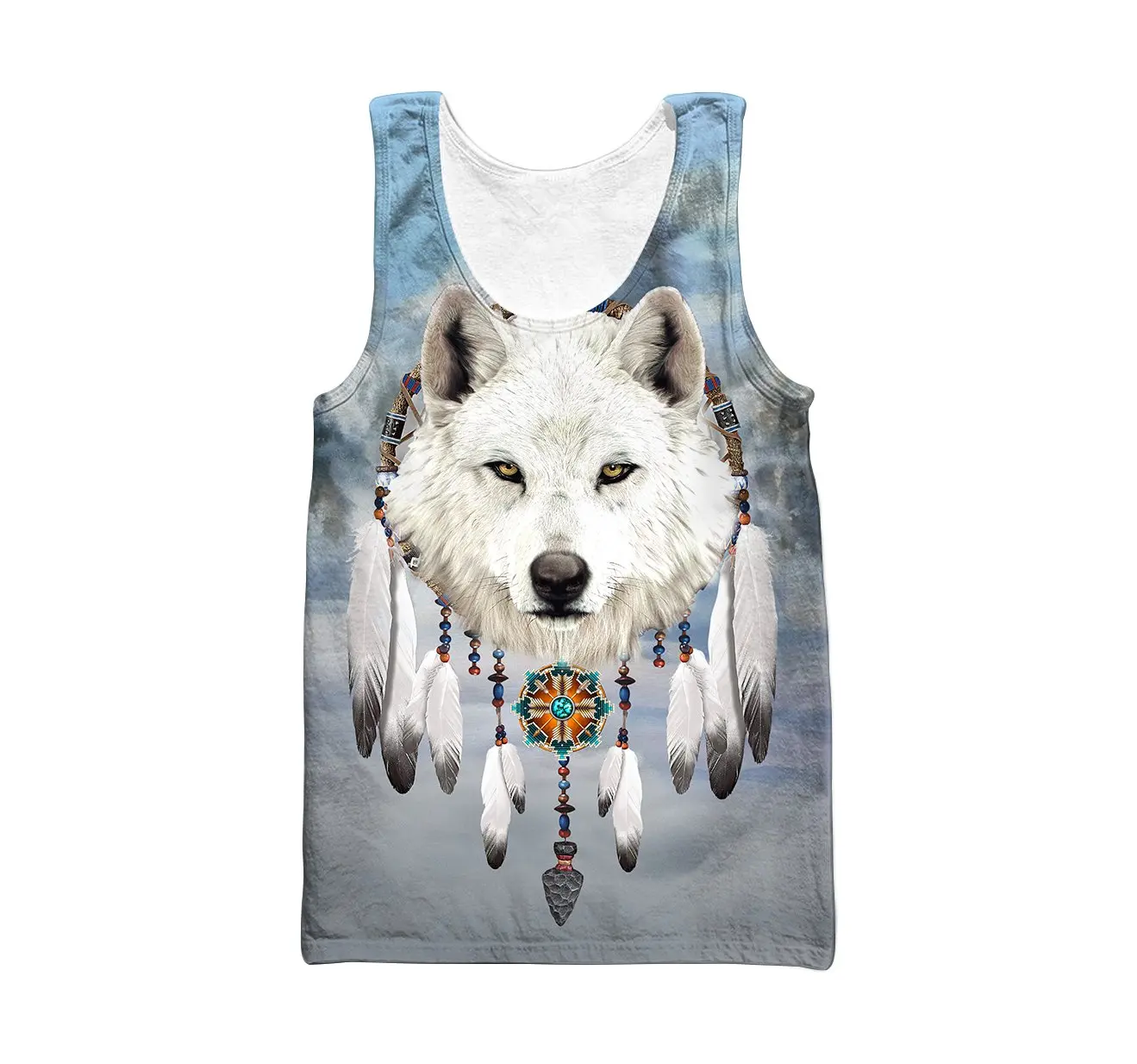

2021 Summer Men vest tribe Wolf Native Indian 3D Printed Casual Sleeveless T-shirt Unisex Tank tops Drop shipping BXD05