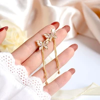14k electroplated real gold gemstone jewelry earrings butterfly zircon exquisite long unique earrings jewelry tassel earrings