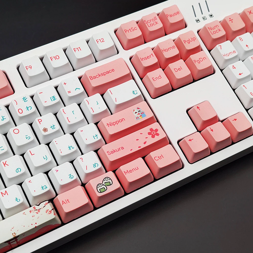 Японские розовые и белые колпачки для клавиш в виде цветков вишни механической