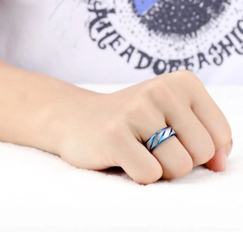 Гладкие простые двойные Скошенные кольца из нержавеющей стали модное кольцо с