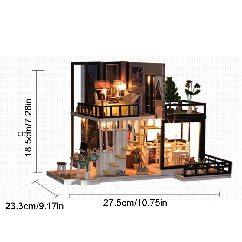 

DIY Big Doll House Miniature Villa Dollhouse Kit with Light-Wooden Birthday Gift