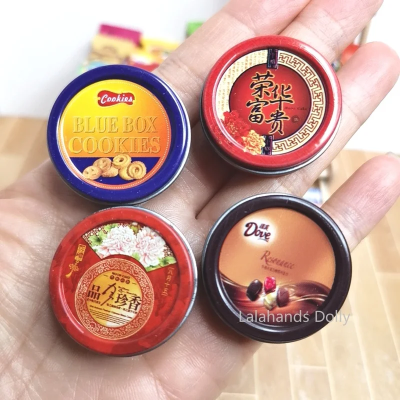 

Кукольный домик, игрушечная Мини-Луна жестяные коробки для тортов, модель печенья для кухни, ресторана, украшения мебели, праздничные подар...